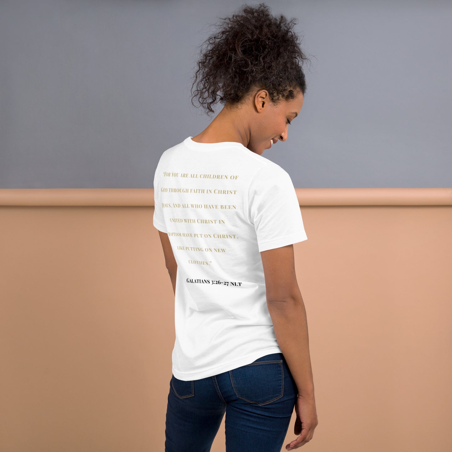 White NG Fully Loaded Scriptural Unisex T-shirt (Galatians 3:26-27)